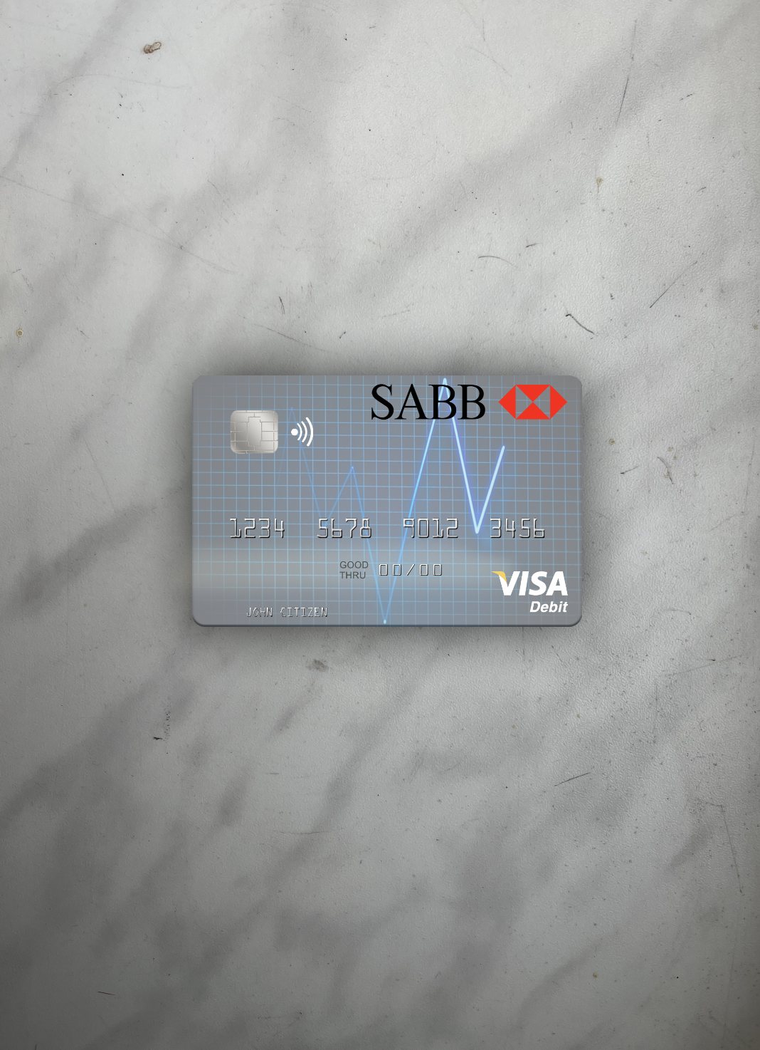 Download Saudi Arabia The Saudi British Bank visa debit card photolook front Photoshop template